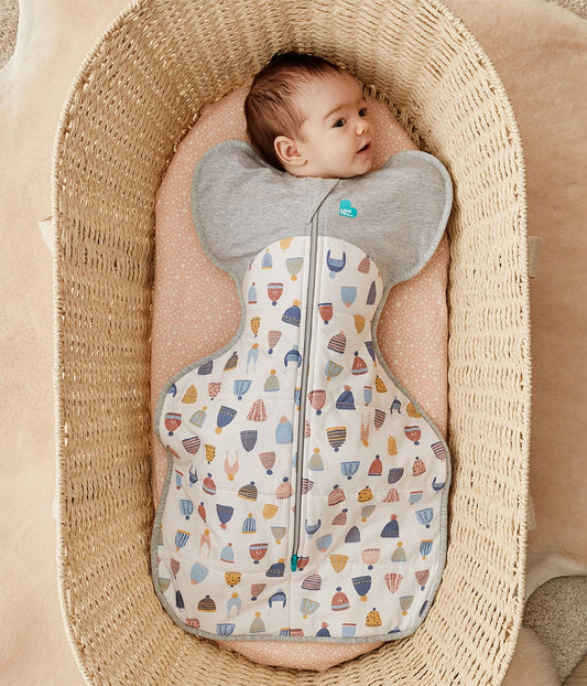 Love To Dream Swaddle UP Designer Collection Quilted Cotton 2.5 TOG, Medium - Happy Hats White - L10-29-263-WHT-M