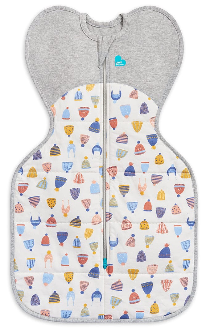 Love To Dream Swaddle UP Designer Collection Quilted Cotton 2.5 TOG, Medium - Happy Hats White - L10-29-263-WHT-M
