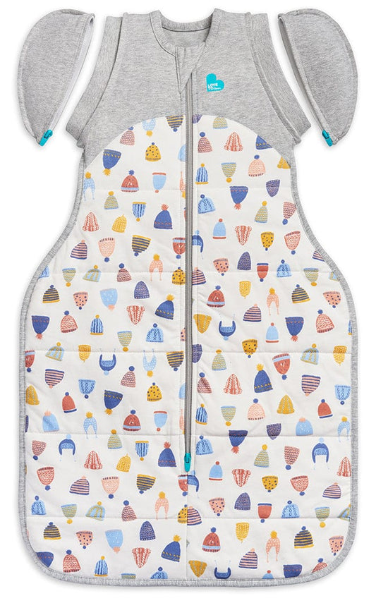 Love To Dream Swaddle UP Designer Collection Transition Bag Quilted Cotton 2.5 TOG, Medium - Happy Hats White - L20-29-263-WHT-M