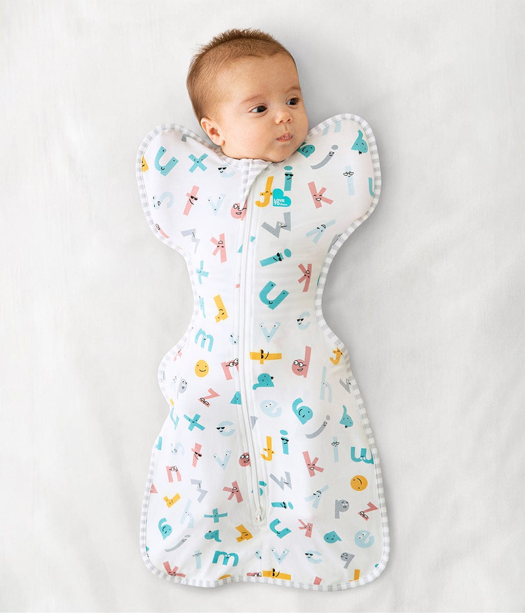 Love To Dream Swaddle UP Ecovero Moderate, Newborn - Alphabet Soup White - L10-31-276-WHT-NB