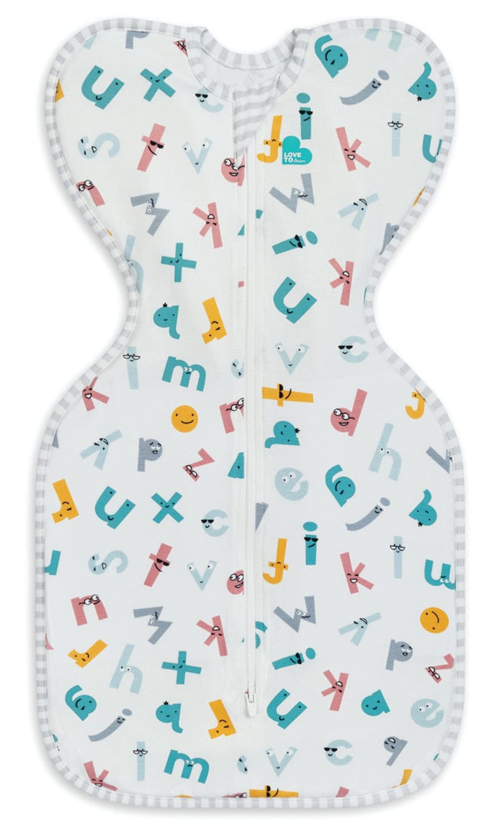 Love To Dream Swaddle UP Ecovero Moderate, Newborn - Alphabet Soup White - L10-31-276-WHT-NB