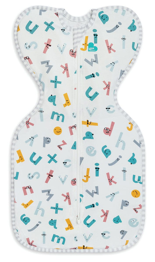 Love To Dream Swaddle UP Ecovero Moderate, Newborn - Alphabet Soup White - L10-31-276-WHT-NB