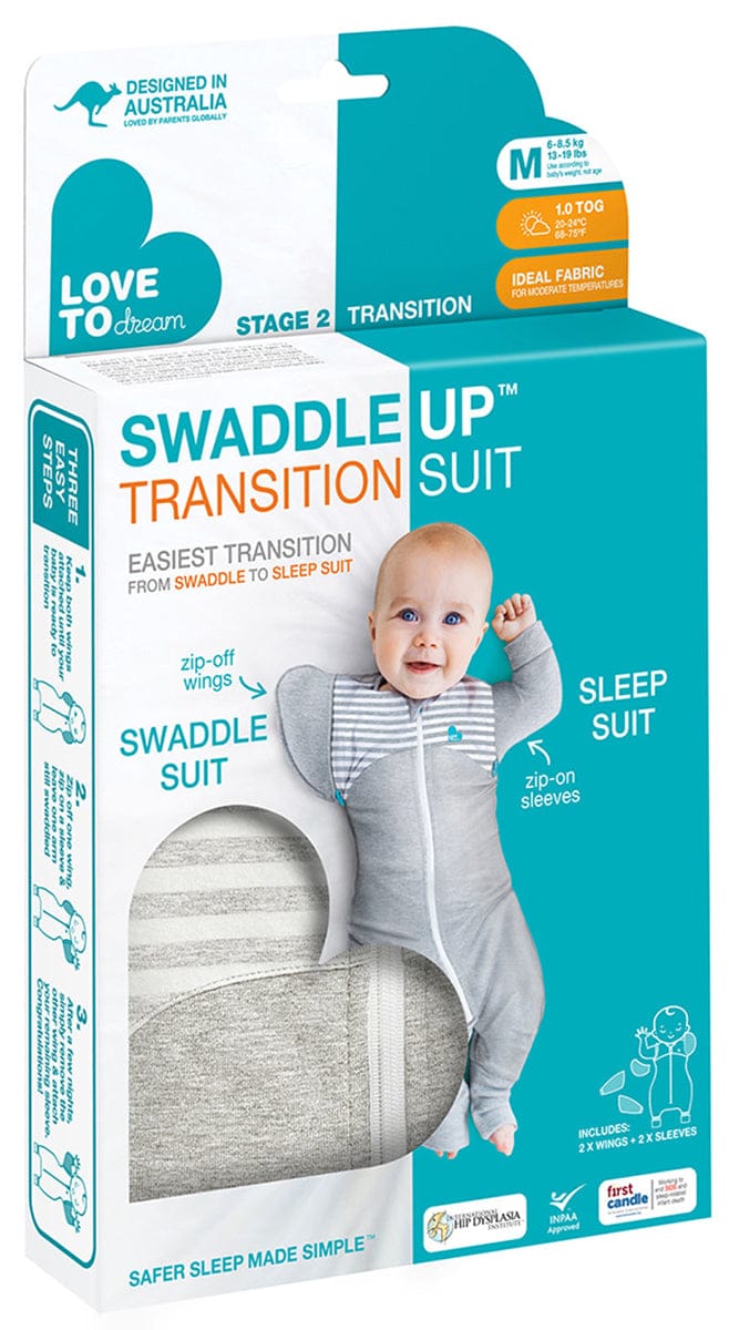 Love to Dream Swaddle UP Transition Suit, 1.0 TOG, Medium - Gray - 16-52100