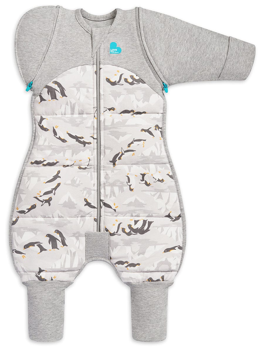 Love To Dream Swaddle UP Transition Suit Quilted Cotton 3.5 TOG, Large - Penguin Parade Grey - L25-28-269-GRY-L