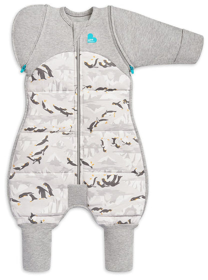 Love To Dream Swaddle UP Transition Suit Quilted Cotton 3.5 TOG, Large - Penguin Parade Grey - L25-28-269-GRY-L