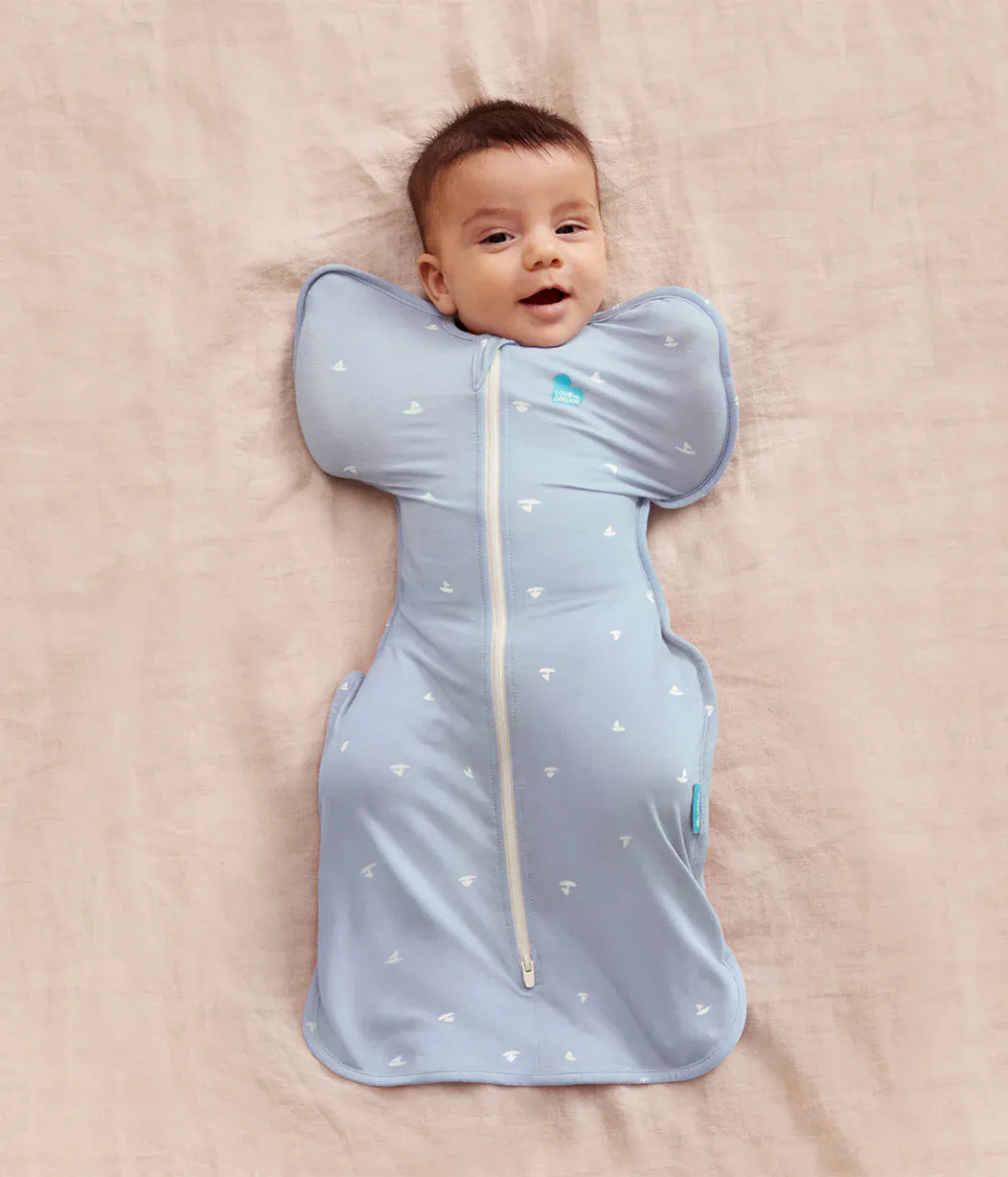 Love To Dream Swaddle UP Vicscose from Bamboo 1.0 TOG, Newborn - Mist Blue Boats - L10-09-350-MST-NB