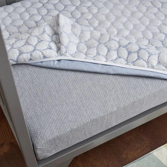 Lullaby Earth Gentle Start Breathable Mattress Cover / Protector - Blue Leaf - LE17-CV