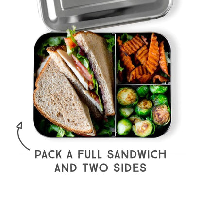 LunchBots Large Trio Bento 3 Compartment Lunch Box - Aqua Dots - LB-TRIOB-AQUA-DOTS