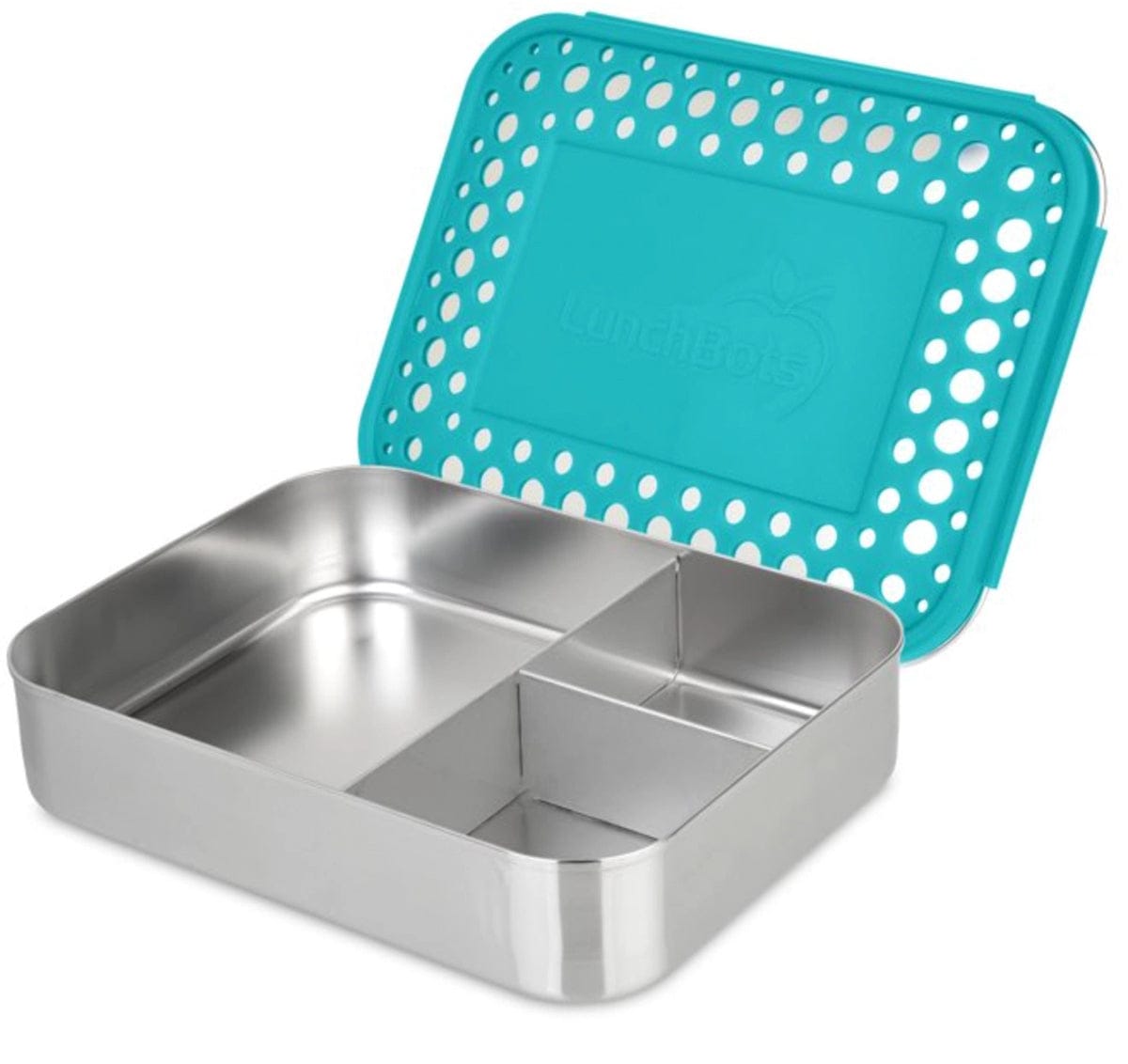 LunchBots Large Trio Bento 3 Compartment Lunch Box - Aqua Dots - LB-TRIOB-AQUA-DOTS