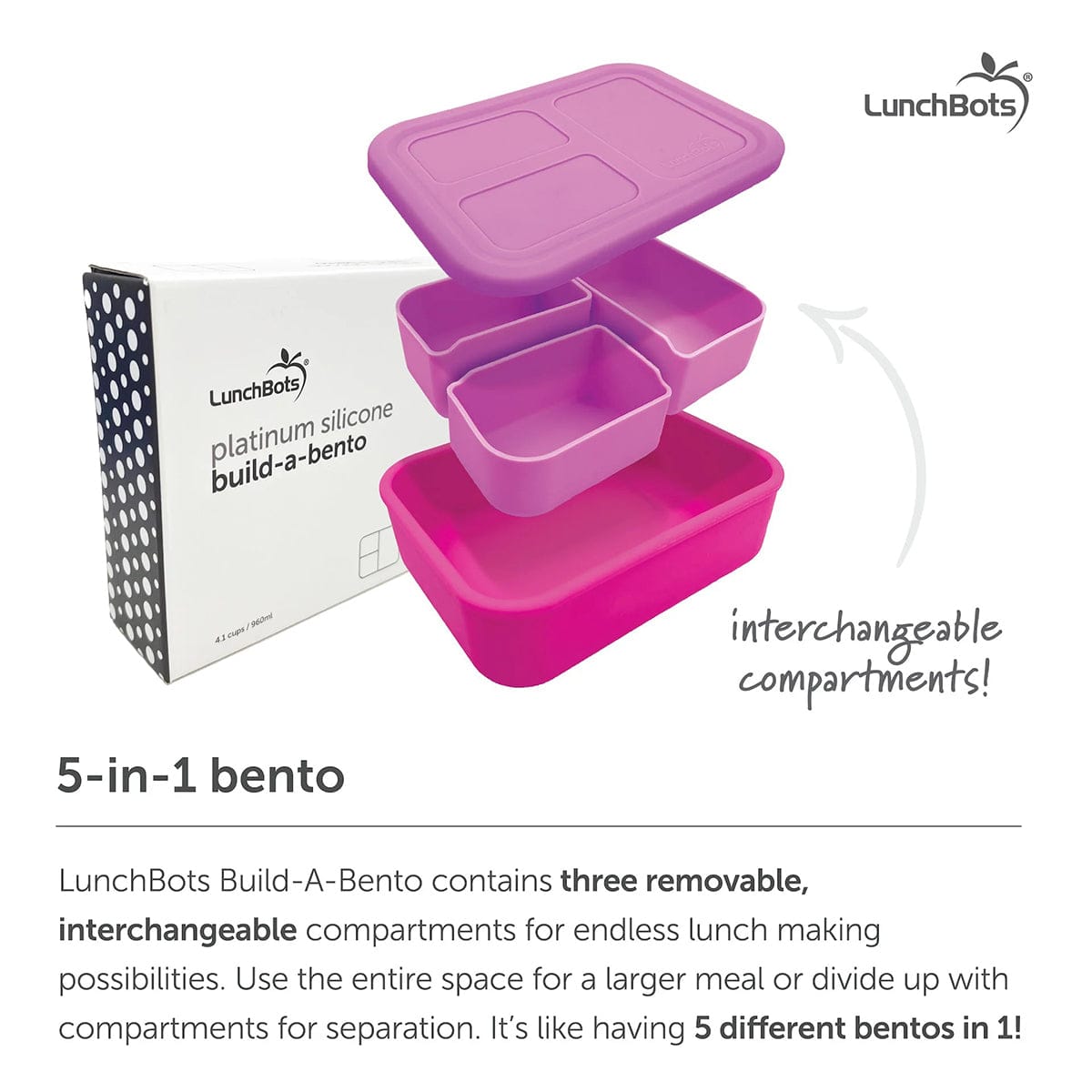 LunchBots Medium Build-A-Bento Lunch Box, 3.6 cups - Seafoam - LBSB00100I024GRN