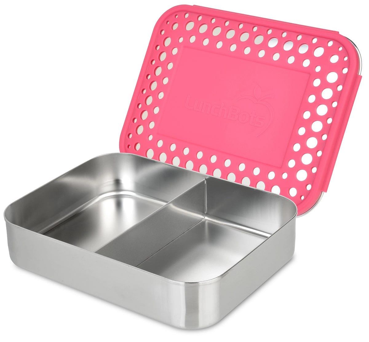LunchBots Medium Duo Bento 2 Compartment Lunch Box - Pink Dots - LB-DUO-PINK-DOTS