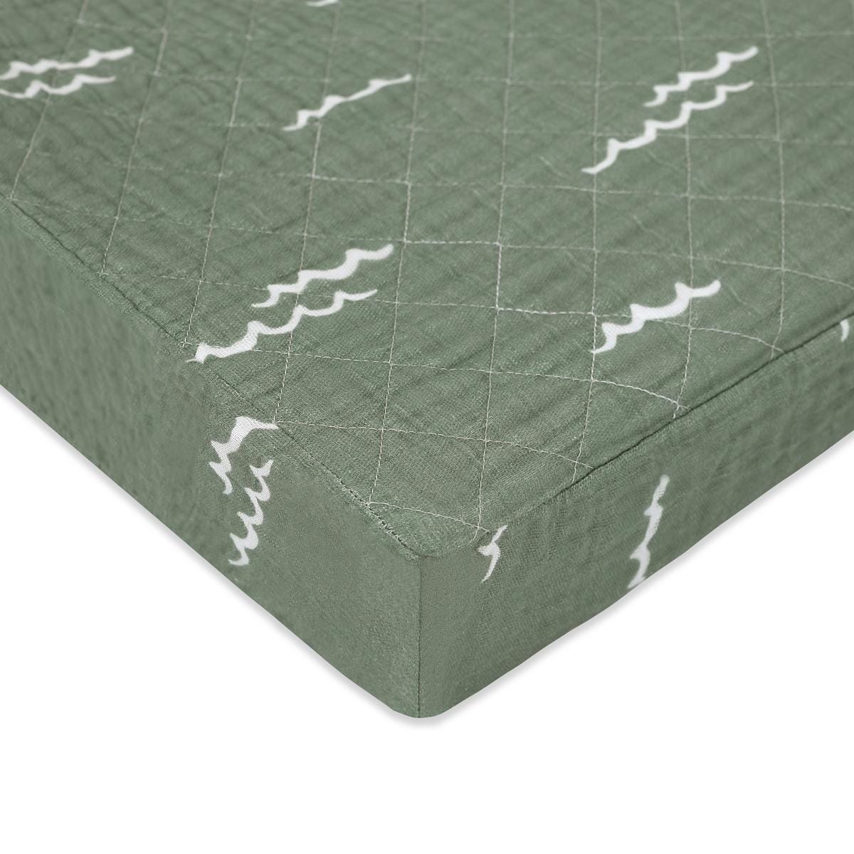 Babyletto Quilted Changing Pad Cover in GOTS Certified Organic Muslin Cotton-Ocean Waves - T27137