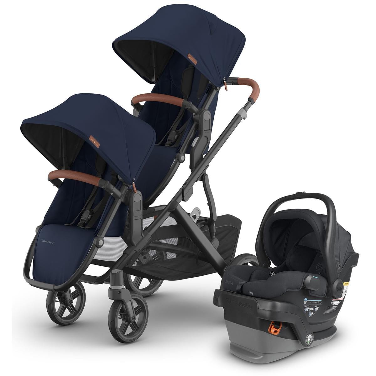 UPPAbaby Vista V3 Double Stroller with RumbleSeat V3 + Mesa V2 Travel System Bundle - Noa / Jake - DBL-V3-TRVL-MESA-V2-0303-VSO-NA-NOA