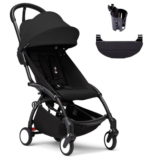 Stokke YOYO3 Ultra Compact 6+ Stroller + Essentials Bundle - Black / Black - 653300-655101-646701