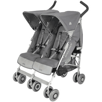 Maclaren 2009 Twin Techno Double Stroller Charcoal with Silver Frame - WOX15013