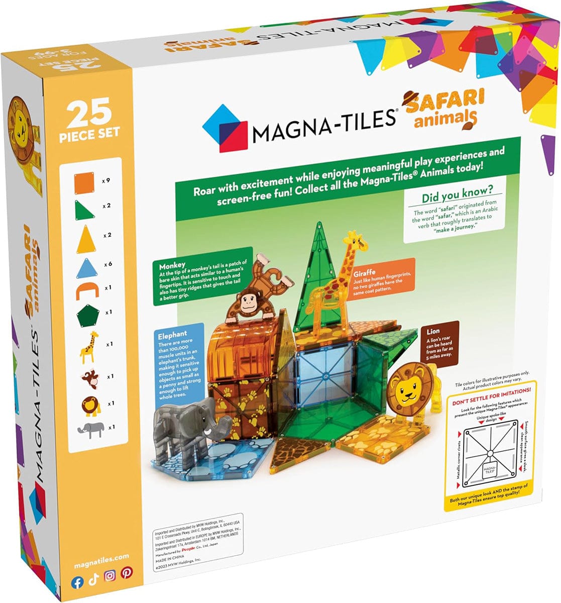 Magna-Tiles Safari Animals, 25-Piece Set - 20925