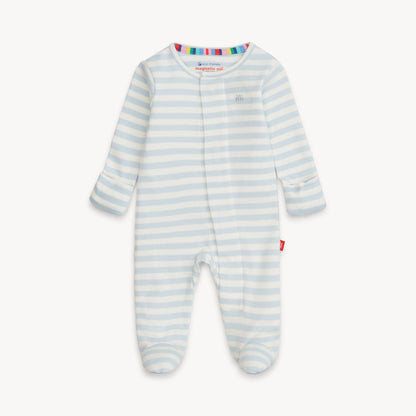 Magnetic Me Organic Cotton Magnetic Footie - Blue Stripe, 3-6M - Image 4