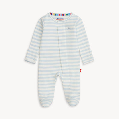 Magnetic Me Organic Cotton Magnetic Footie - Blue Stripe, 3-6M