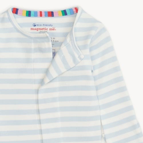 Magnetic Me Organic Cotton Magnetic Footie - Blue Stripe, 3-6M - Image 2