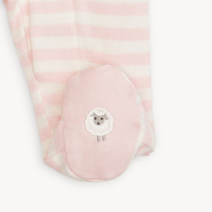 Magnetic Me Organic Cotton Magnetic Footie - Pink Stripe, 0-3M - Image 4