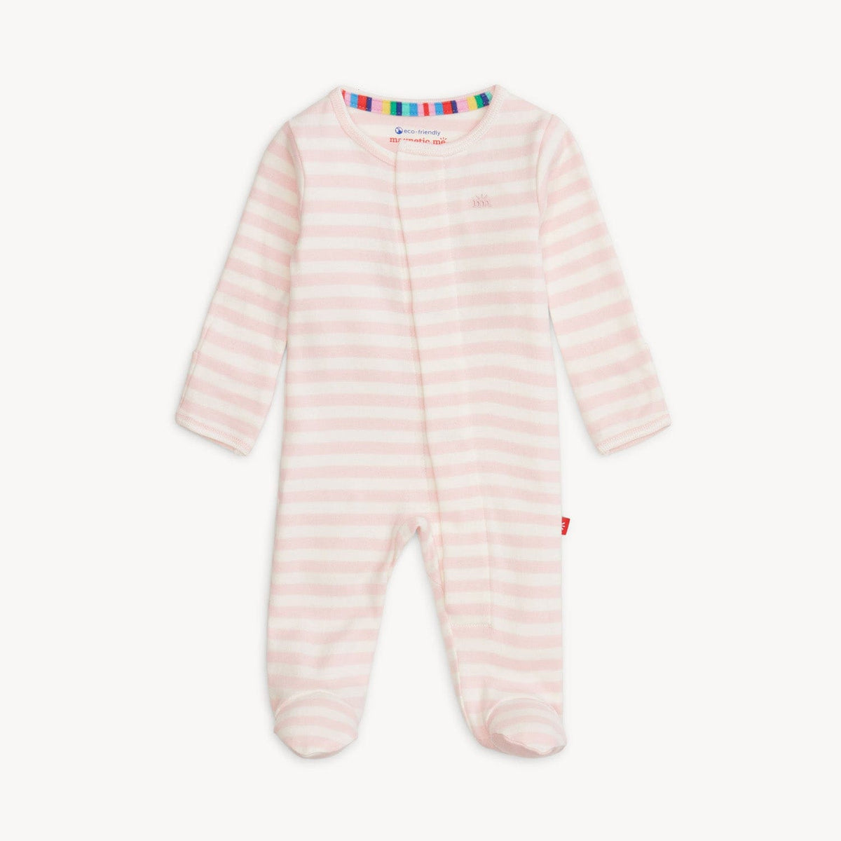 Magnetic Me Organic Cotton Magnetic Footie - Pink Stripe, 0-3M