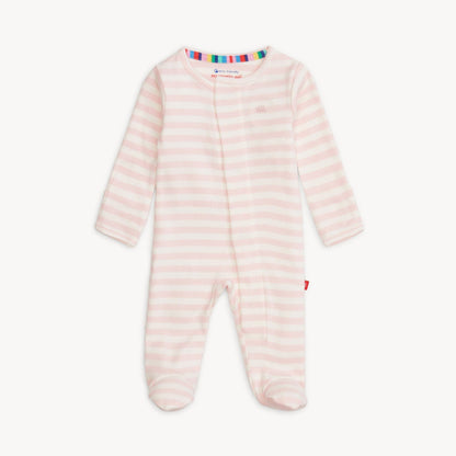 Magnetic Me Organic Cotton Magnetic Footie - Pink Stripe, 0-3M