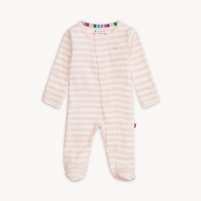 Magnetic Me Organic Cotton Magnetic Footie - Pink Stripe, 3-6M
