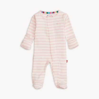 Magnetic Me Organic Cotton Magnetic Footie - Pink Stripe, 6-9M - Image 3