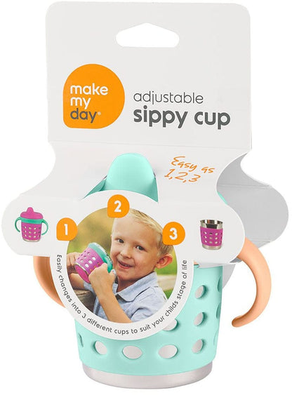 Make My Day Adjustable Sippy Cup - Mint/Orange - BP402