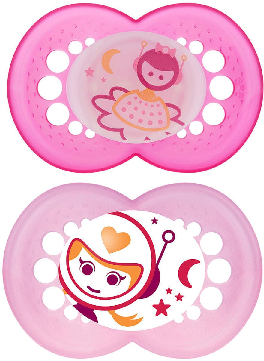 MAM Baby Night Glow in the Dark 6m+ Pacifiers 2 Pack - Girl - 2644-024-4-1-GIRL