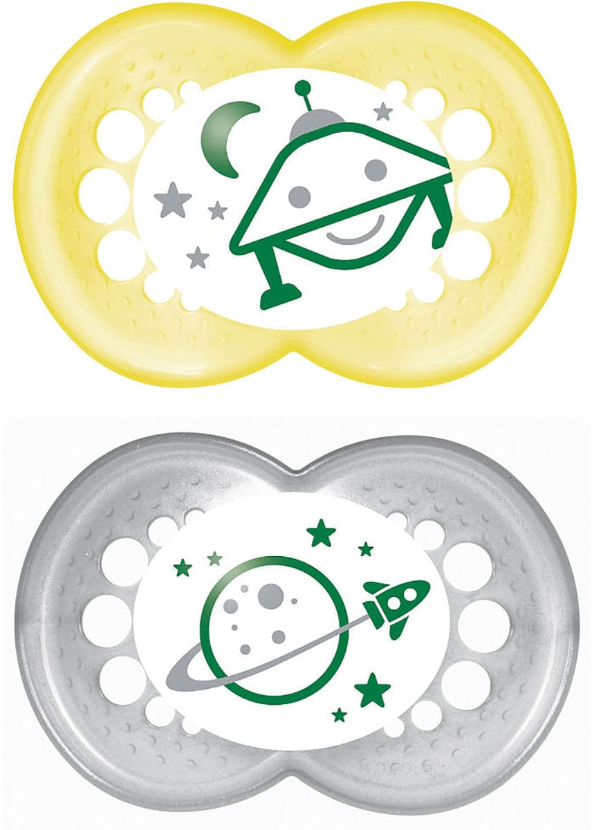 MAM Baby Night Glow in the Dark 6m+ Pacifiers 2 Pack - Neutral - 2644-024-4-1-NEUTRAL