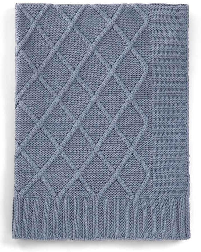 Mamas & Papas Cable Knit Blanket - Denim Blue - 3924N0600