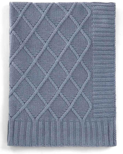Mamas & Papas Cable Knit Blanket - Denim Blue - 3924N0600