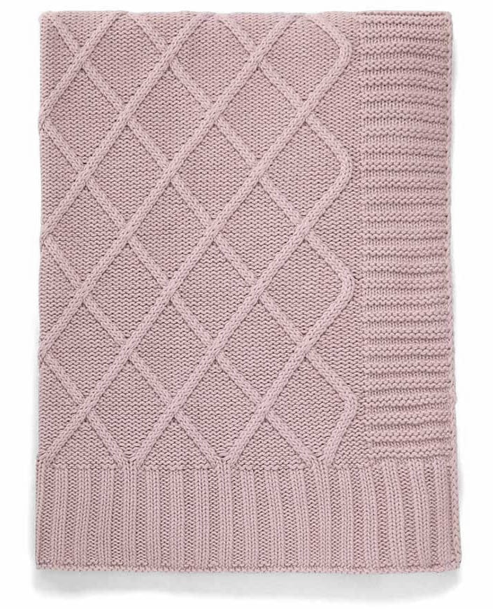 Mamas & Papas Cable Knit Blanket - Dusky Rose - 392490900