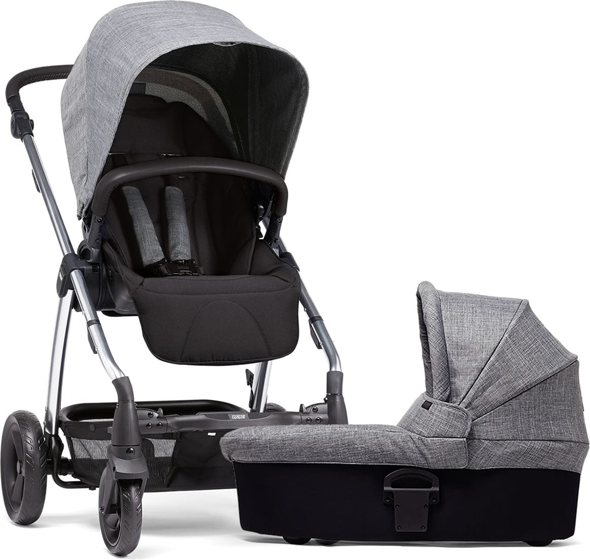 Mamas & Papas Sola 2 Chrome Stroller & Carrycot - Grey Marl
