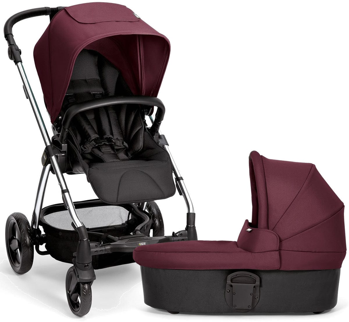 Mamas & Papas Sola 2 Chrome Stroller & Carrycot - Mulberry - 5492356W1-1036356W1