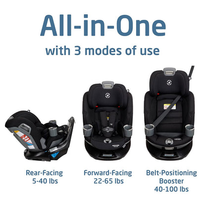Maxi-Cosi Emme 360 Rotating All-in-One Convertible Car Seat - Midnight Black - CC268FZA