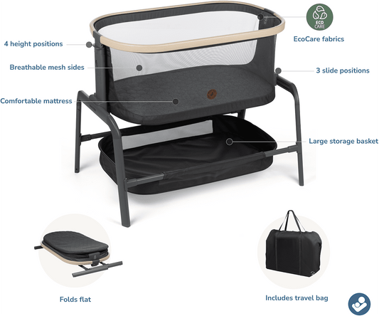 Maxi-Cosi Iora Bedside Bassinet - Classic Graphite - BT079HCR