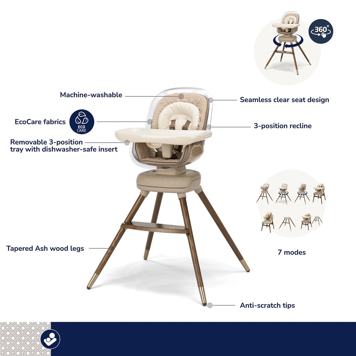 Maxi-Cosi Kiskadee 360 Rotating High Chair - Natural Heritage - HC280HDF