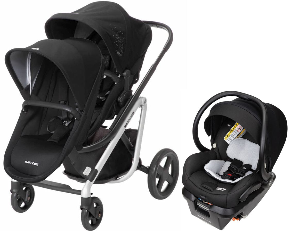 Maxi-Cosi Lila Double Stroller + Mico XP Max Travel System Bundle - Frequency Black / Nomad Black / Essential Black - CV324EYV-CV328ETK-IC387FNA