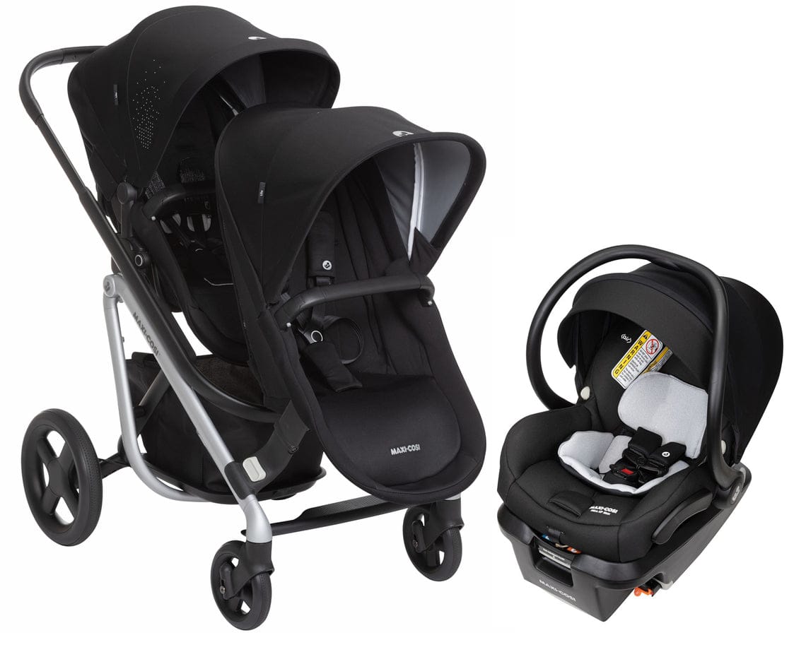 Maxi-Cosi Lila Double Stroller + Mico XP Max Travel System Bundle - Nomad Black / Essential Black - CV324ETK-CV328ETK-IC387FNA