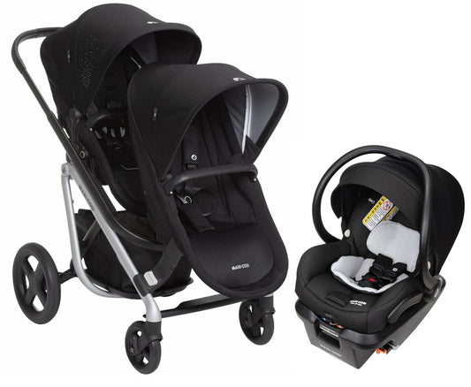 Maxi-Cosi Lila Double Stroller + Mico XP Max Travel System Bundle - Nomad Black / Essential Black - CV324ETK-CV328ETK-IC387FNA