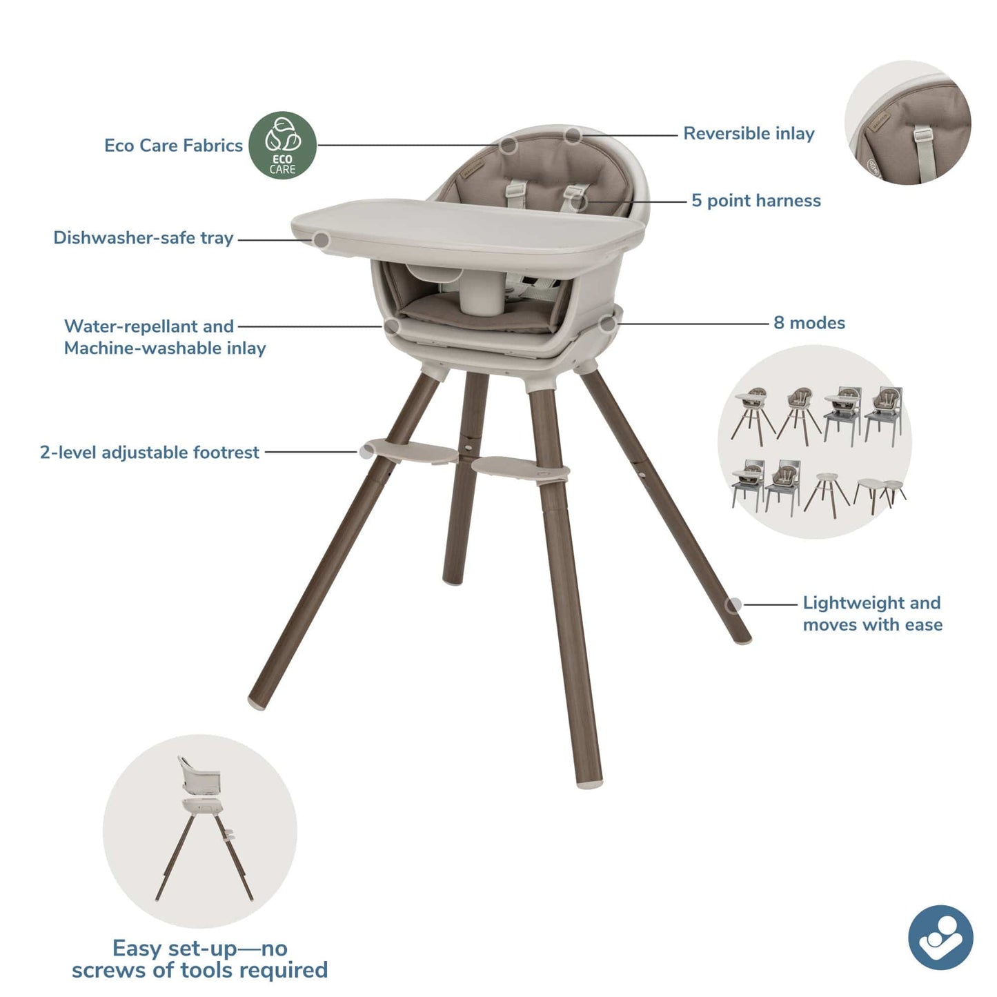 Maxi-Cosi Moa 8-in-1 High Chair - Classic Truffle - HC272HNY