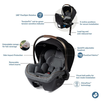Maxi-Cosi Peri 180 Rotating Infant Car Seat - Onyx Wonder - IC364GNM