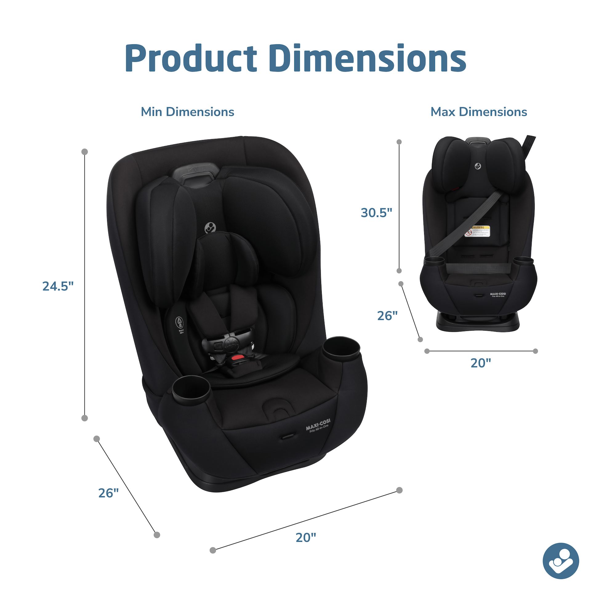 Maxi-Cosi Pria All-in-One Convertible Car Seat - Sea Storm - CC414HTN