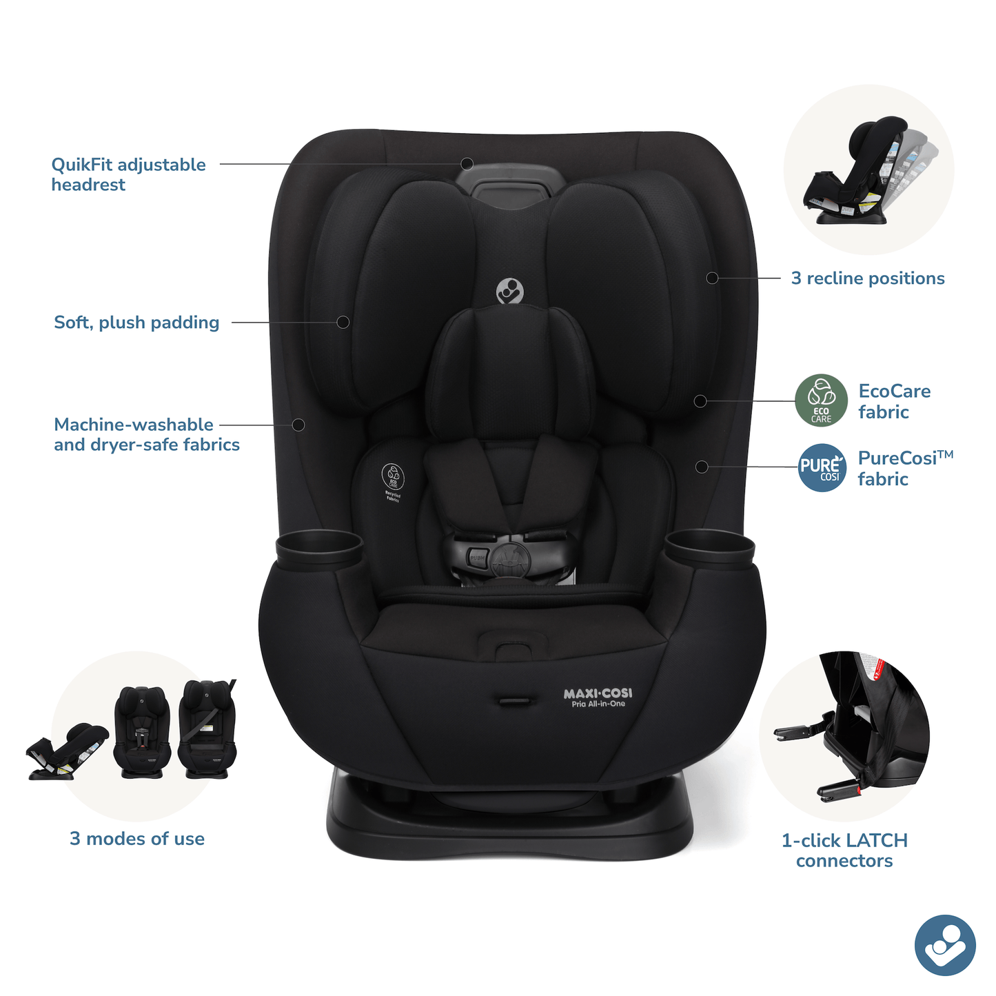 Maxi-Cosi Pria All-in-One Convertible Car Seat - Sea Storm - CC414HTN