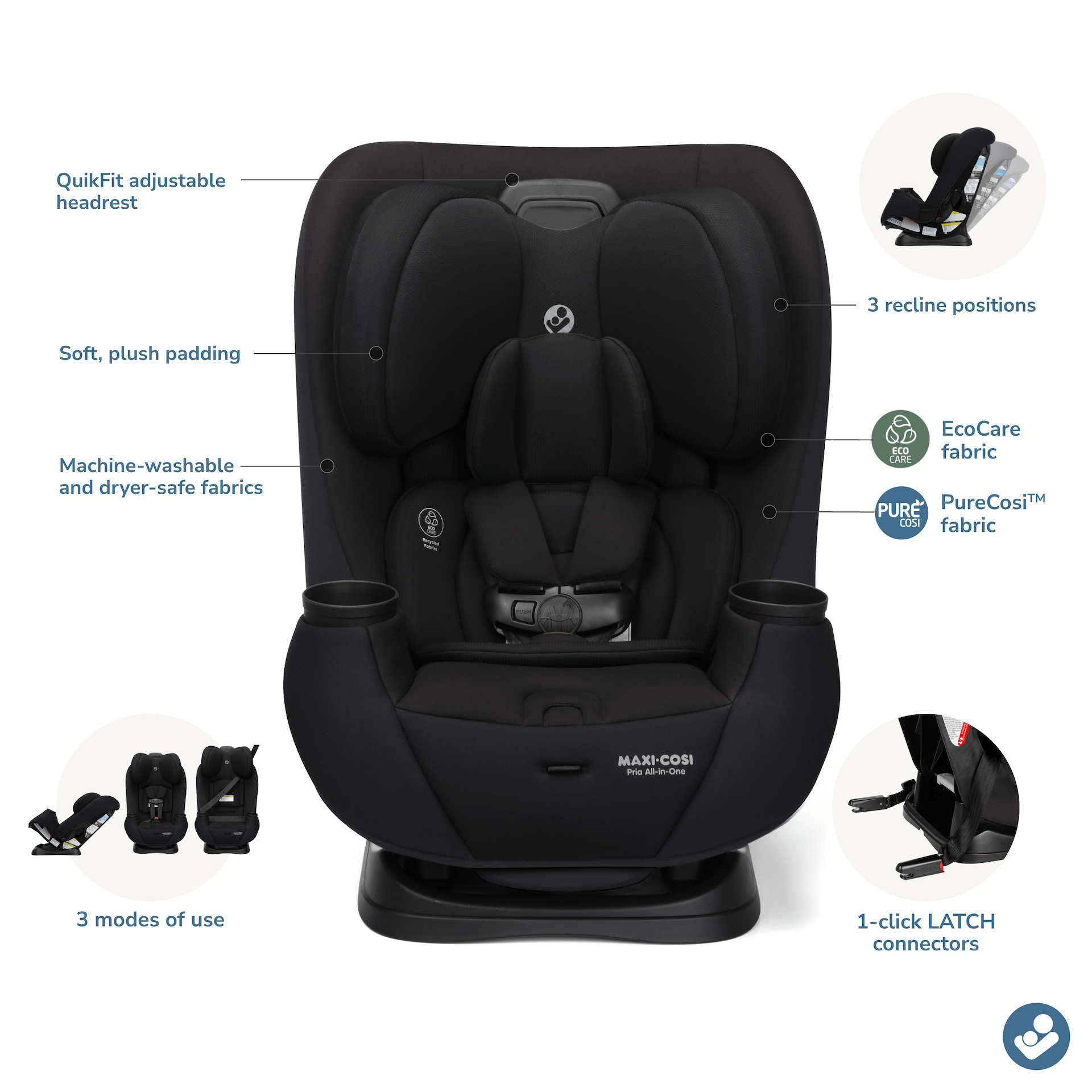 Maxi-Cosi Pria All-in-One Convertible Car Seat - Sea Storm - CC414HTN