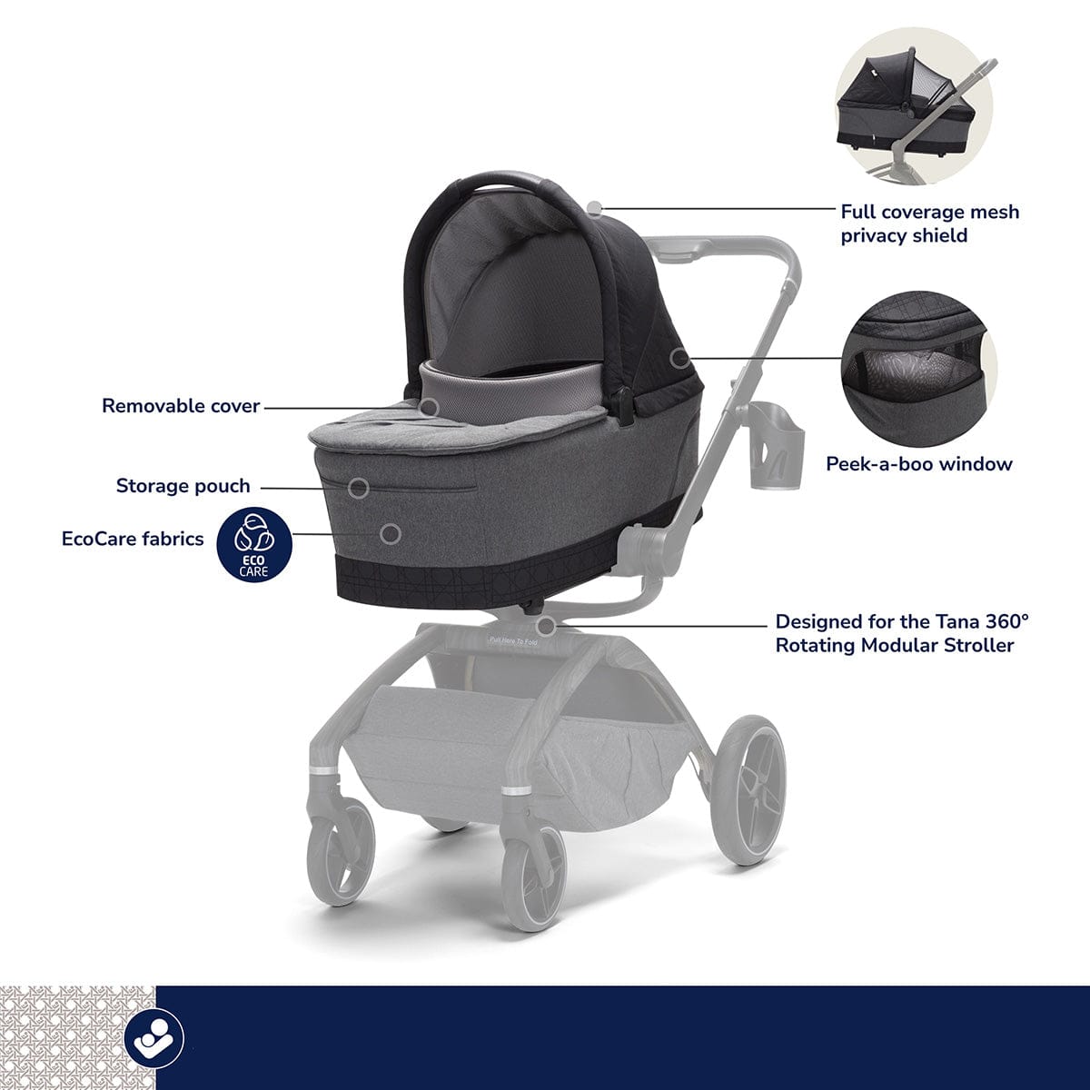 Maxi-Cosi Tana 360 Rotating Modular Stroller + Bassinet Bundle - Onyx Heritage - CV452HCV-CV460HCV