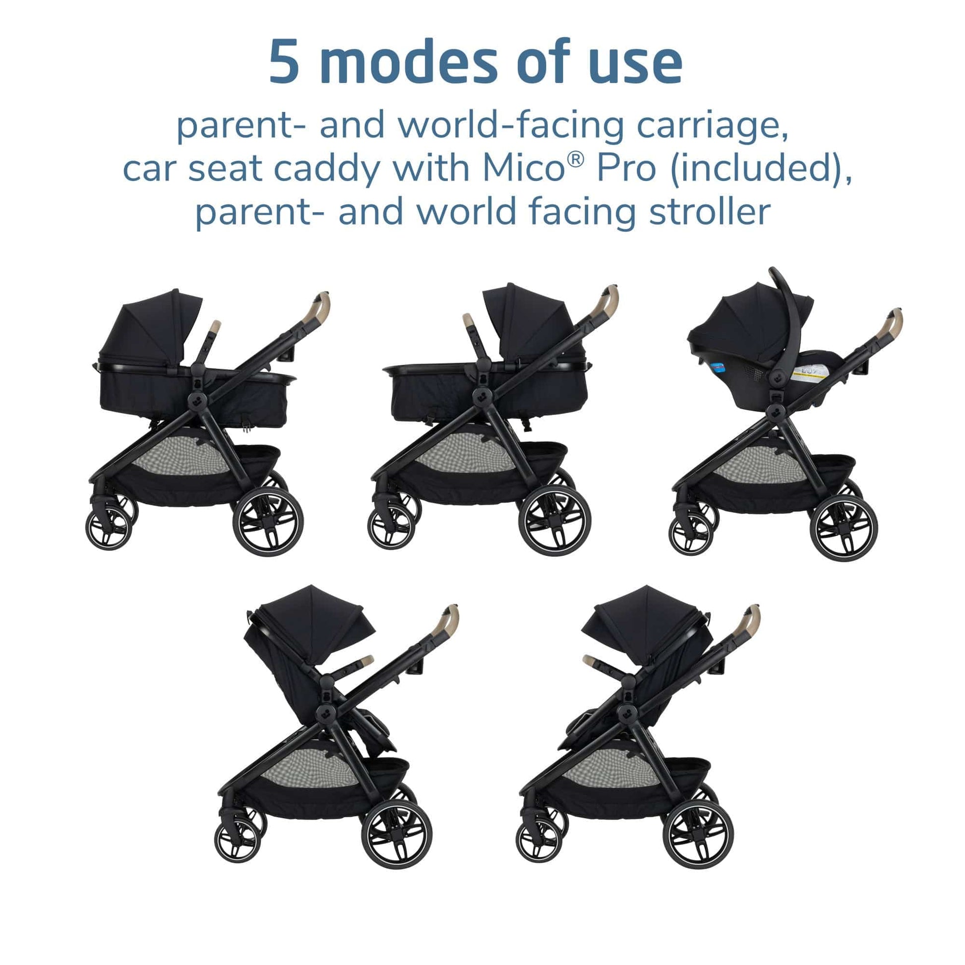 Maxi-Cosi Zelia Pro 5-in-1 Modular Travel System Caspian Caviar