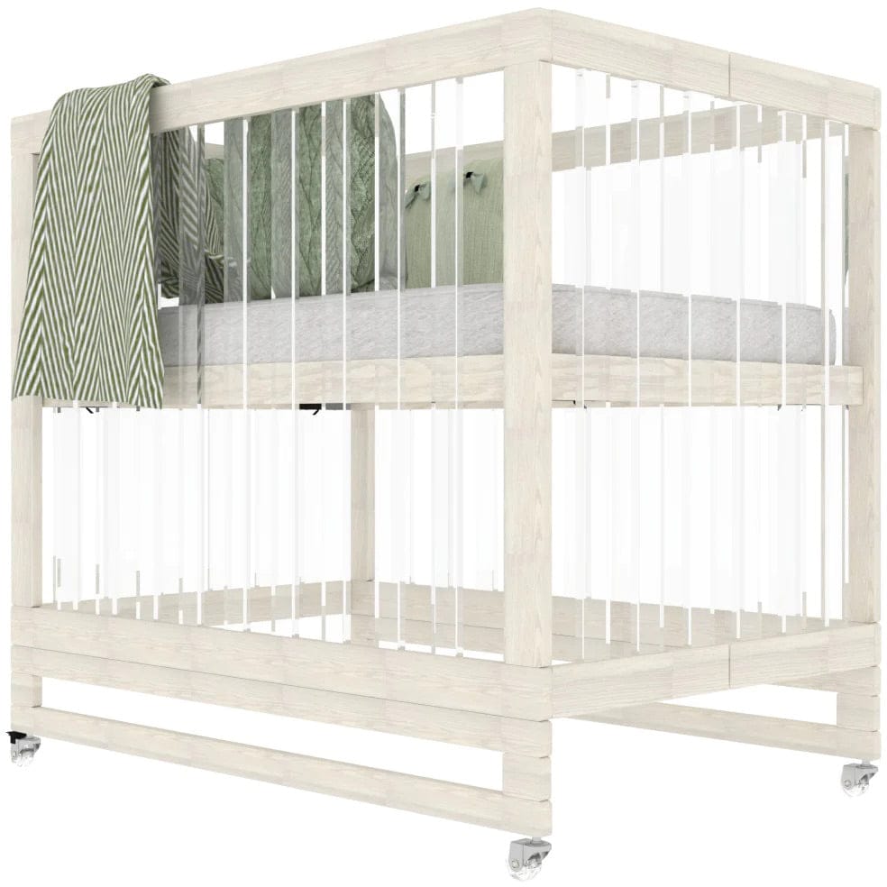 Melo Caress Foldable Crib - Washed White / Acrylic - MMCWWA671